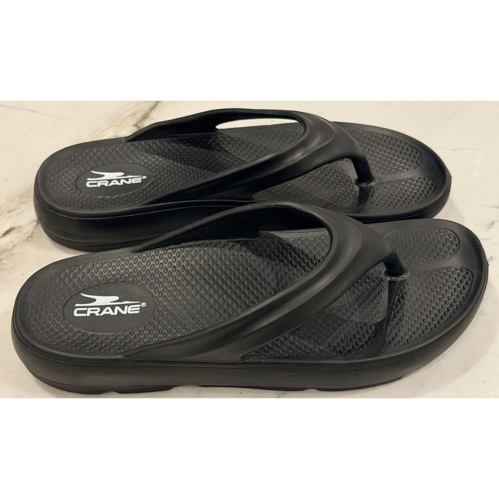 Crane Ladies Orthotic Comfort Sandal Black Flip Flop Plantar Fasciitis SZ 8